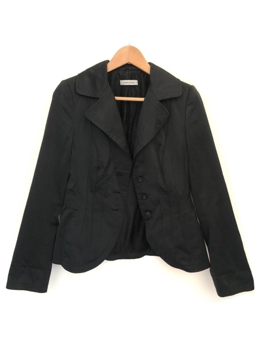 Rene Lezard Black Taffeta Fitted Blazer